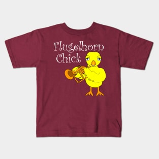 Flugelhorn Chick White Text Kids T-Shirt